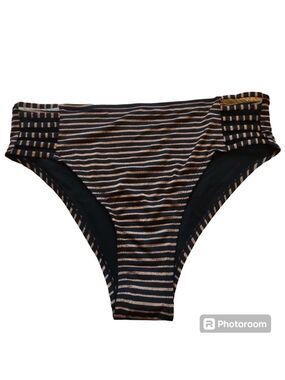 Xhilaration Bikini Bottom Plus Size Black Brown Stripe